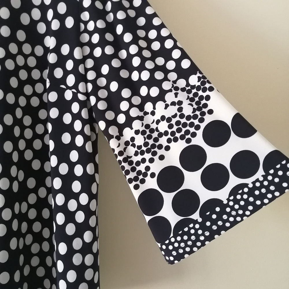 Laura Plus XL Petites Top 3/4 Bell Sleeve Polka Dot Print Navy Dark Blue Women
